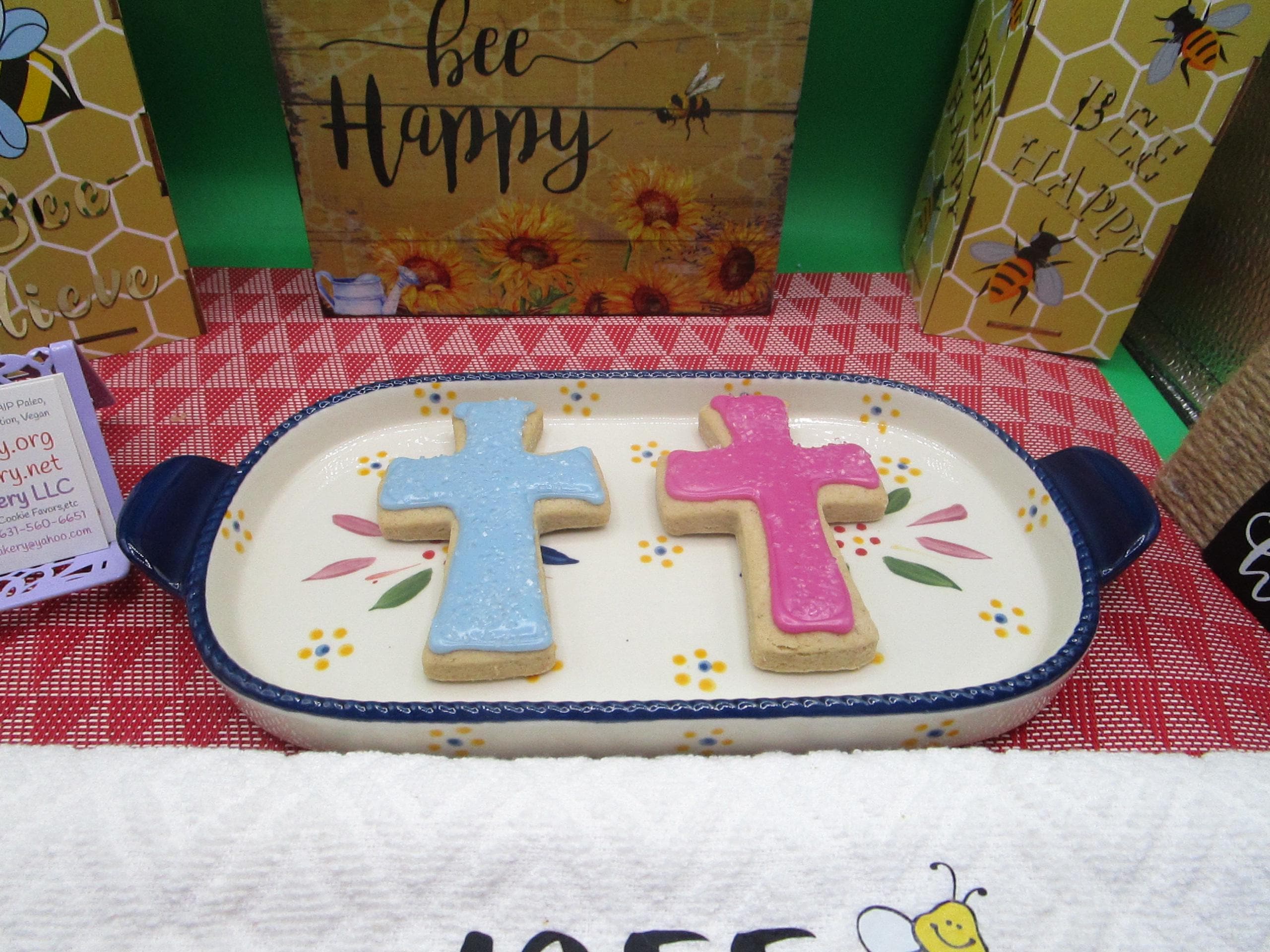 Cross Sugar Cookies, Gluten Free, Dairy Free, Vegan, Egg Free, Nut Free, Baptism, Communion, Wedding Gifts, Party Favor, Custom Cookie Order