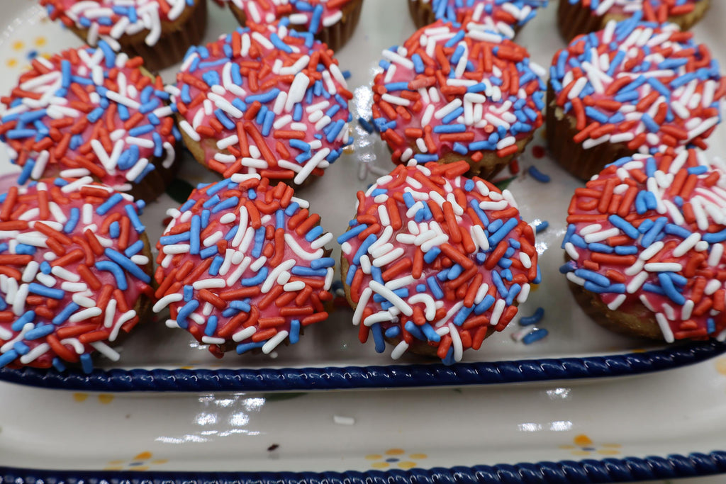Gluten Free Mini Cupcakes, Dairy Free, Vegan, Red White & Blue, Egg Free, School Safe snacks, 4th of July Nut Free, Natural Colors, two bite
