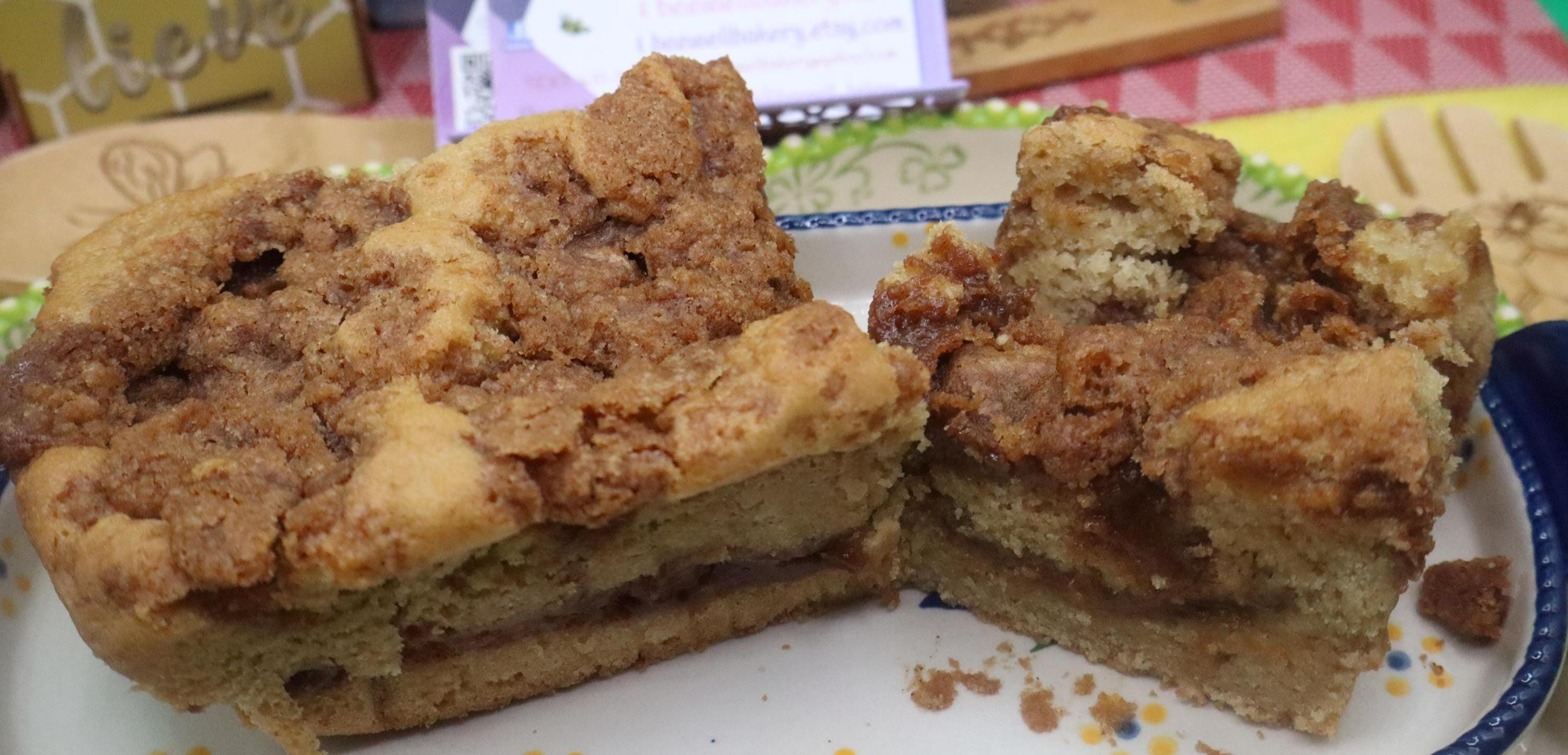 Sourdough Coffee Crumb Cake, Gluten Free, Dairy Free, Egg Free, Vegan, Nut Free, Birthday Gift, Cinnamon Swirl, Yeast Free, Holiday Dessert