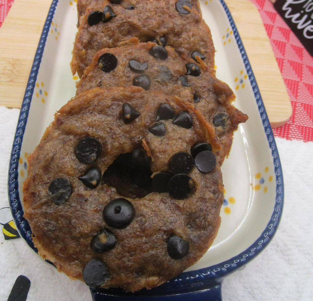 AIP Paleo Banana Donuts, Gluten/Dairy/Nut/Grain Free Wellness Gift, Autoimmune Protocol Breakfast, Low FODMAP, Carob Chips, July 4th Dessert