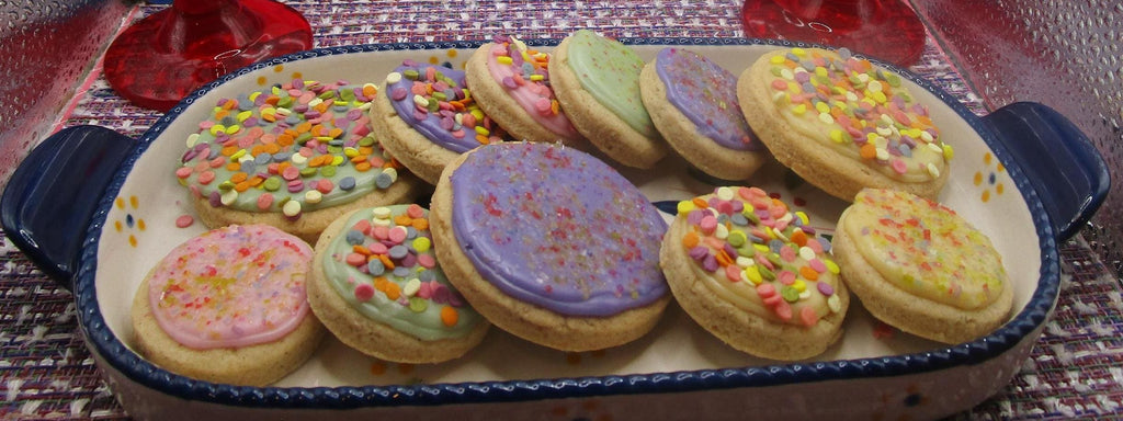Gluten Free Iced Sugar Cookies, Button Size, Dairy Free, Vegan, Nut Free, Lemon, Smores, Birthday cake, Graduation Party, July 4th Dessert