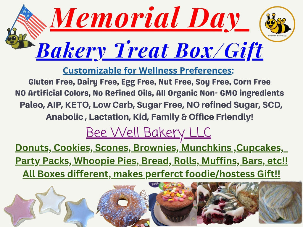 Memorial Day Bakery Box Sampler, Gluten Free, Dairy Free, Vegan, KETO, AIP Paleo, Sugar Free, High Protein, Assorted Pastries, Hostess Gift