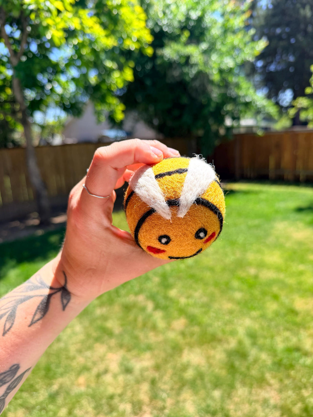 Organic Wool Dryer Balls--Buzz the Bumble Bee