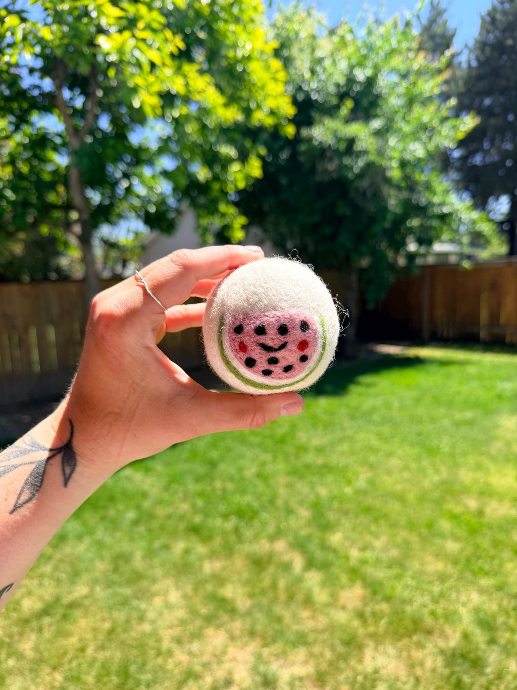 Organic Wool Dryer Balls--Whimsical Watermelon