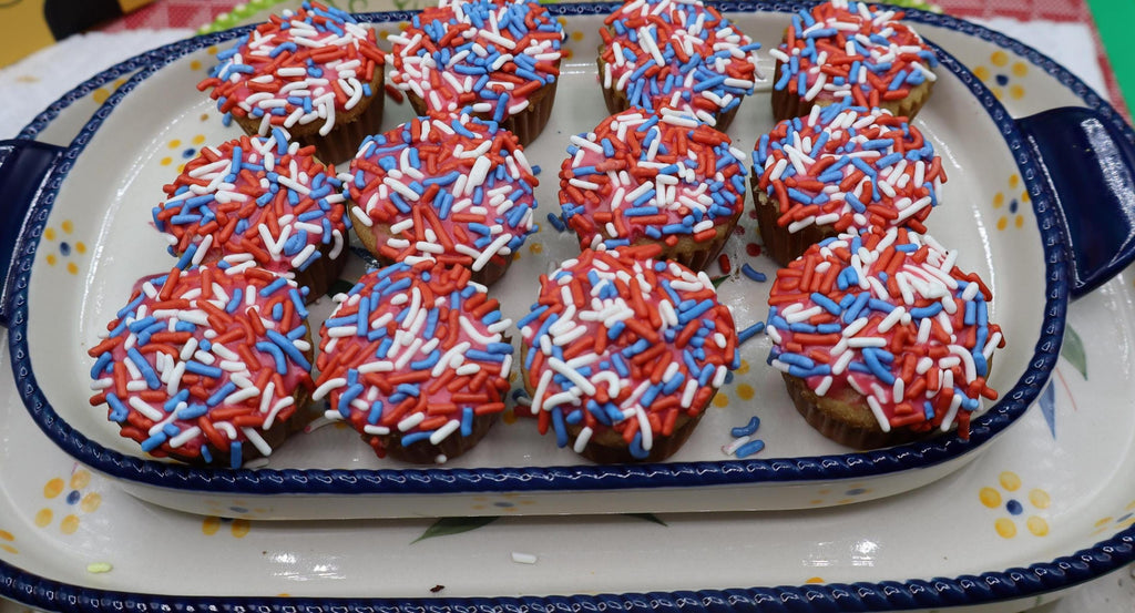 Gluten Free Mini Cupcakes, Dairy Free, Vegan, Red White & Blue, Egg Free, School Safe snacks, 4th of July Nut Free, Natural Colors, two bite
