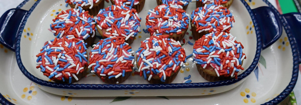 Gluten Free Mini Cupcakes, Dairy Free, Vegan, Red White & Blue, Egg Free, School Safe snacks, 4th of July Nut Free, Natural Colors, two bite