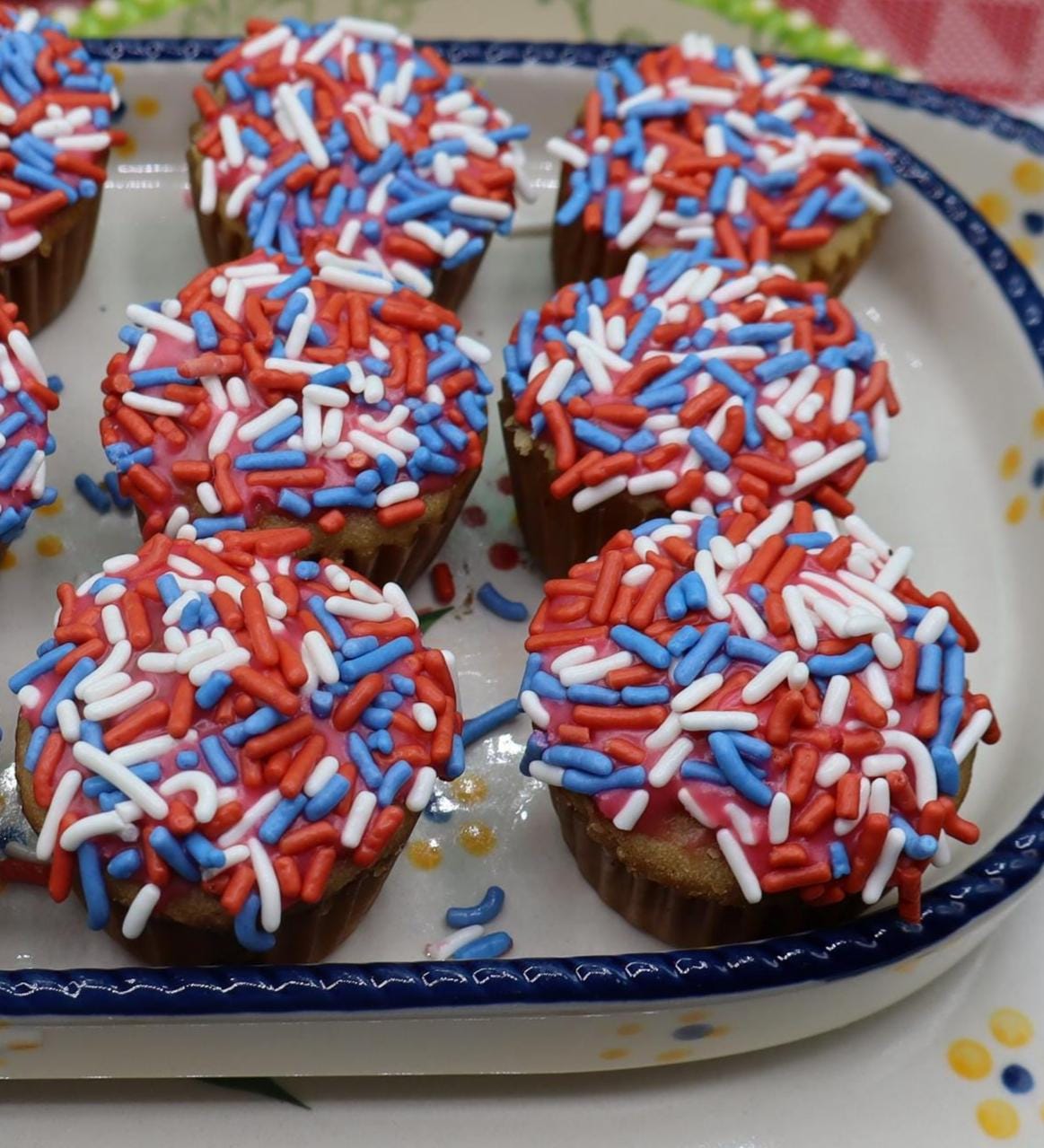 Gluten Free Mini Cupcakes, Dairy Free, Vegan, Red White & Blue, Egg Free, School Safe snacks, 4th of July Nut Free, Natural Colors, two bite