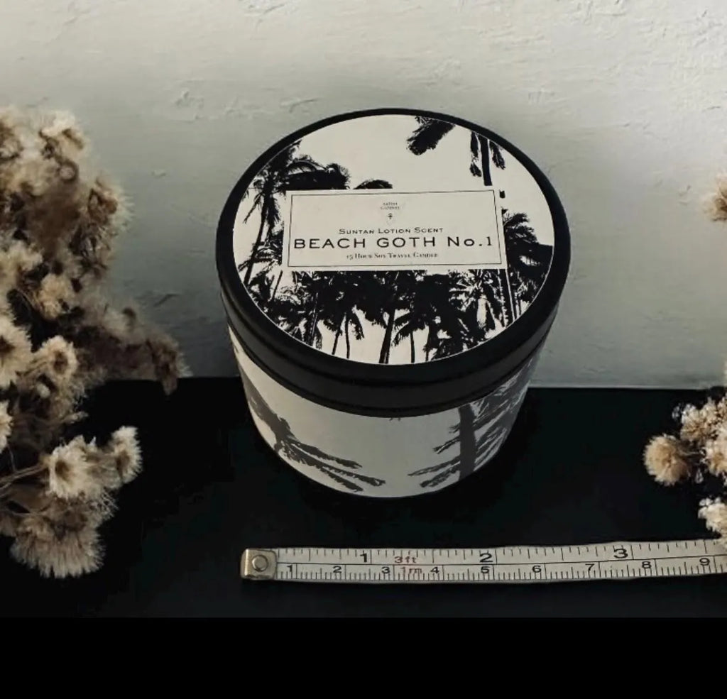 Black Sea Salt Candle: Goth Summerween Soy Wax Travel Tin