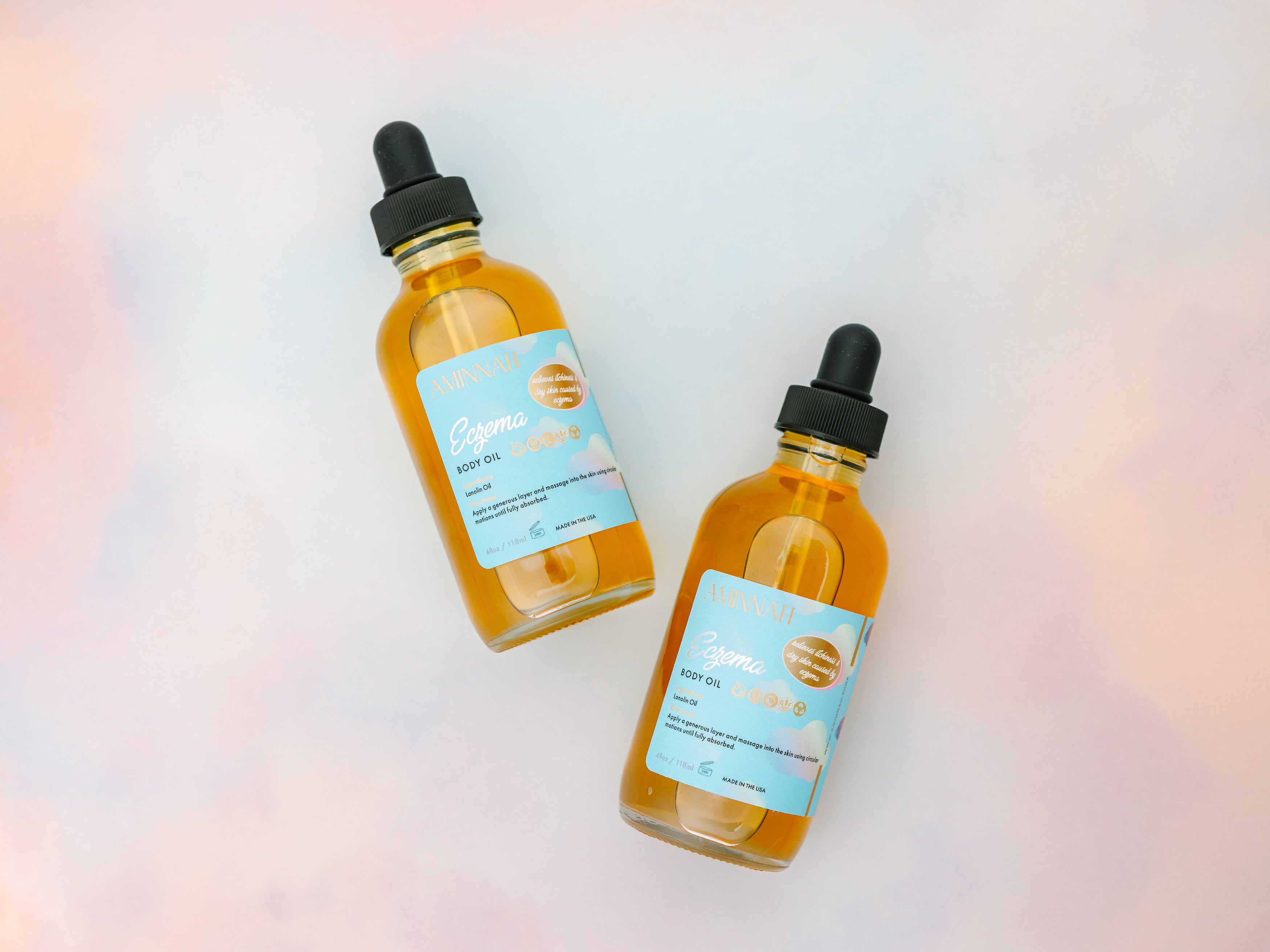 Eczema Body Oil with Natural Ingredients for Dry, Sensitive Skin, Clean Beauty, Cruelty-Free, Vegan Skincare, Female-Owned Brand, Nourishing Moisturizing Body Oil Duo for Healthy-Looking Skin