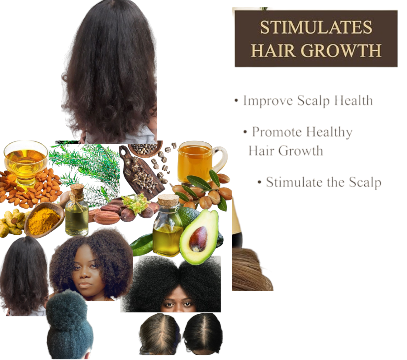 HAIR GROWTH TREATMENT OIL with Peppermint Oil, Tea Tree Oil, Argan oil, Jojoba seed, Avocado oil, Castor oil, Sweet Almond, Vitamin E Oil for Scalp and Hair