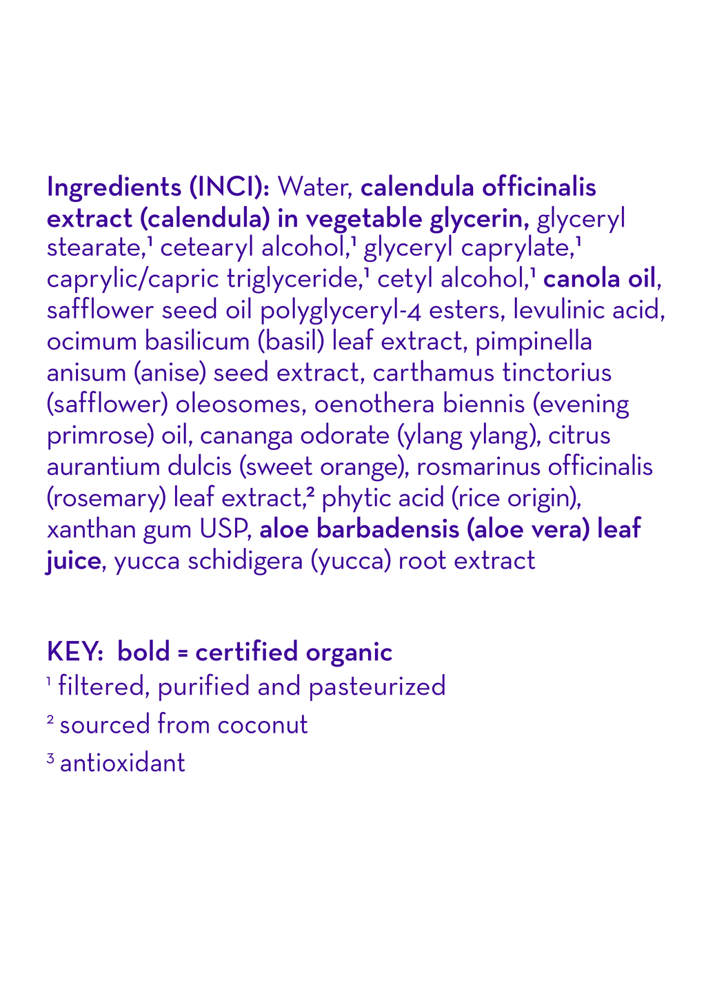 List of ingredients with certification details on a white background California Baby® I Love You™ Everyday Lotion | Gentle Natural Moisturizer for Babies, Kids & Sensitive Skin | Tree of Life Grocers