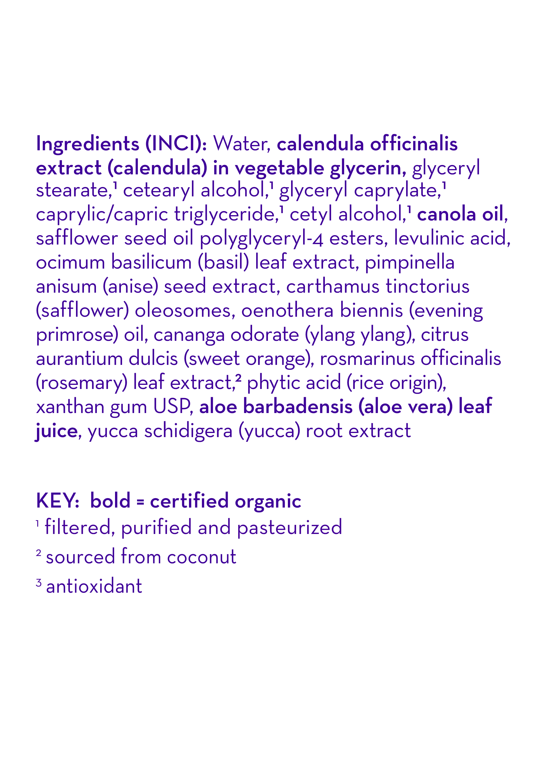 List of ingredients with certification details on a white background California Baby® I Love You™ Everyday Lotion | Gentle Natural Moisturizer for Babies, Kids & Sensitive Skin | Tree of Life Grocers