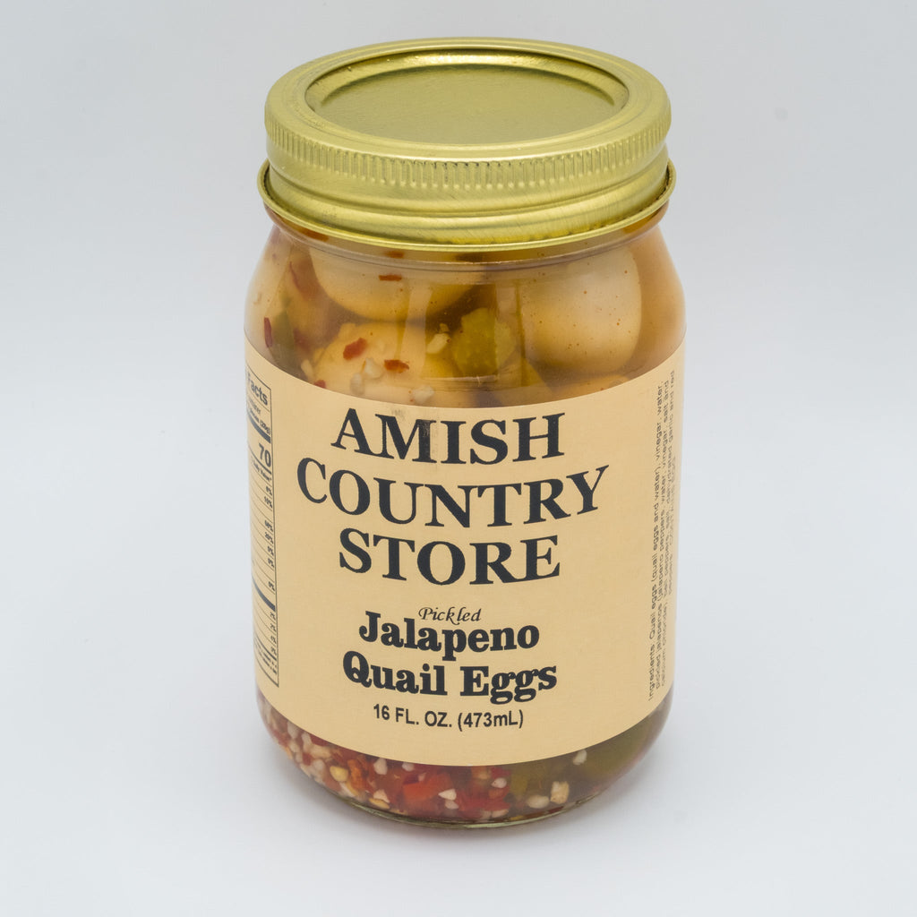 Pickled Jalapeño Quail Eggs (16 oz) | Amish Country Store