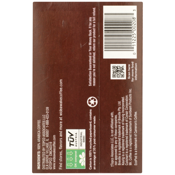 Wide Awake Mild Roast Breakfast Blend 100% Arabica Coffee Single Serve Pods