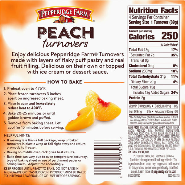 Pepperidge Farm Peach Turnovers Pastries