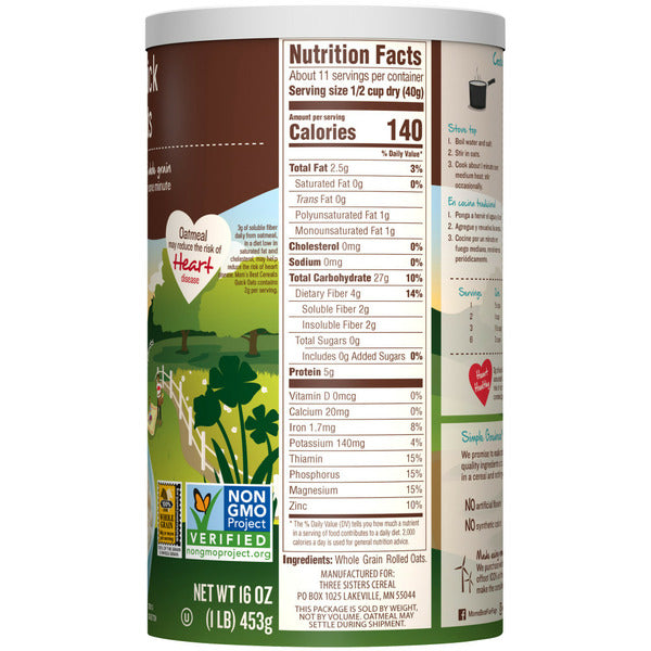 Mom's Best Quick Oats Oatmeal Canister
