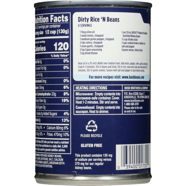 Bush's Best Reduced Sodium Dark Red Kidney Beans