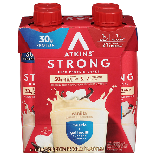 Atkins High Protein Shake, Vanilla, Strong
