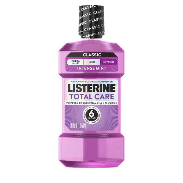 Listerine Total Care Intense Anticavity Fluoride Mouthwash, Intense Mint, 500 mL