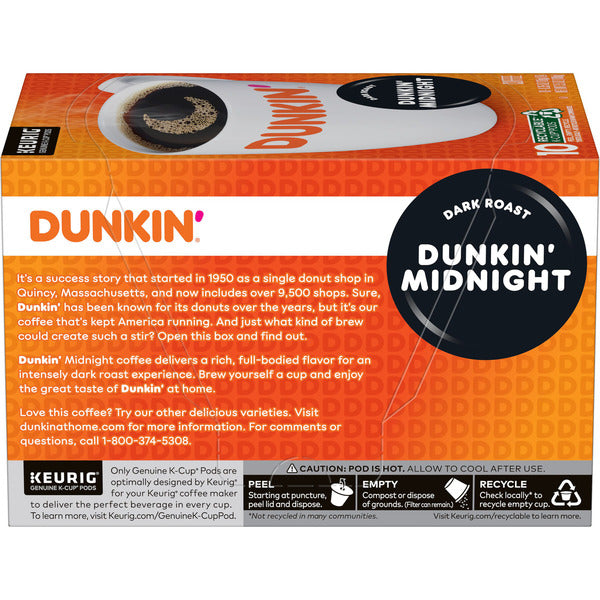 Dunkin' Dunkin’ Midnight Dark Roast Coffee, Keurig K-Cup Pods
