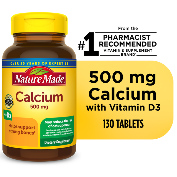 Nature Made Calcium 500 mg with Vitamin D3 Tablets