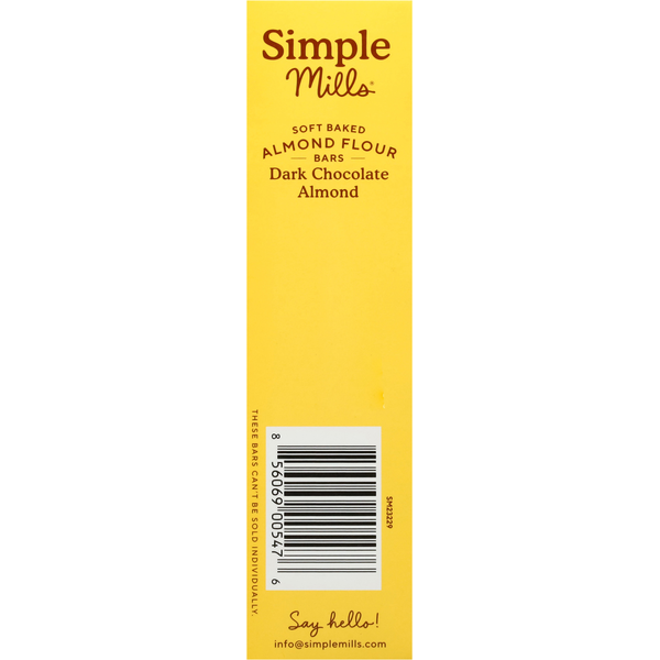 Simple Mills  Soft Baked Almond Flour Bars, Dark Chocolate Almond