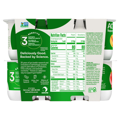 Activia Probiotic Blended Lowfat Yogurt Peach & Strawberry