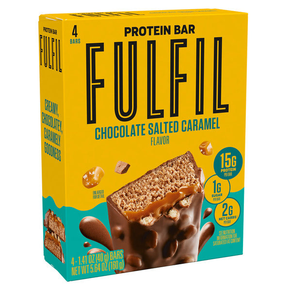FULFIL Chocolate Salted Caramel Flavored Protein Bars, 1.41 oz (4 Count)