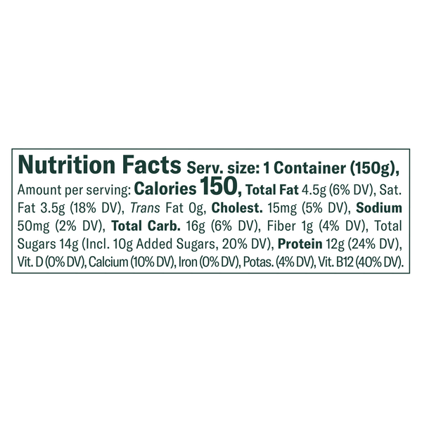 Nutrition facts label for a food product on a white background