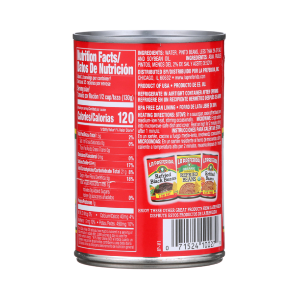 La Preferida Vegetarian Refried Beans, Lard-Free