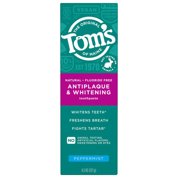Tom's of Maine Antiplaque And Whitening Fluoride Free Mint Toothpaste