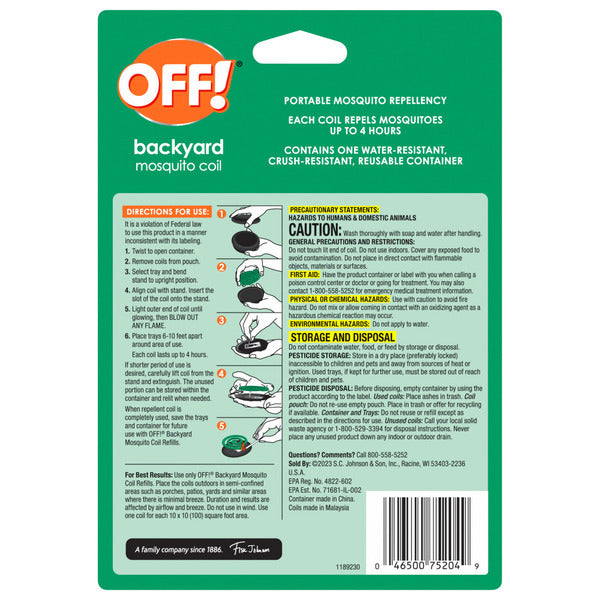 Off!® Backyard Mosquito Repellent Coil Starter Pack, Bug Repellent Devices