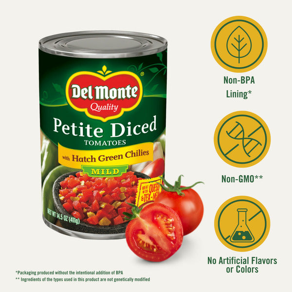 Del Monte Petite Diced Tomatoes with Mild Hatch Green Chilies