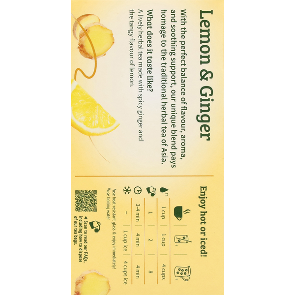 Twinings Tea Bags Lemon & Ginger Herbal Tea