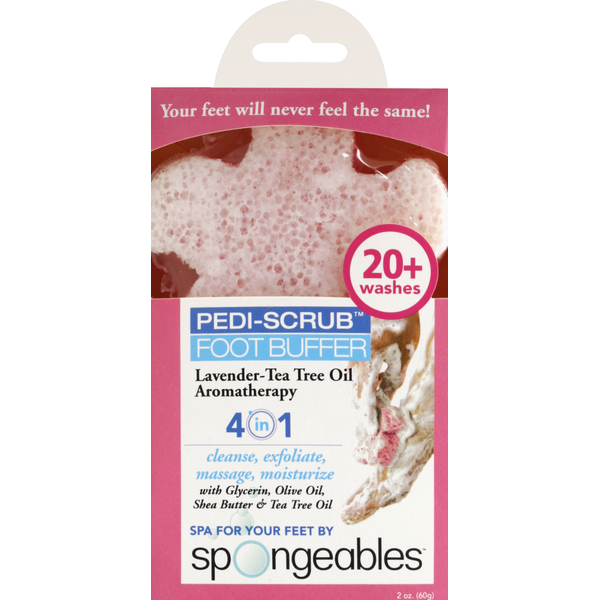 Spongeables Foot Buffer, Pedi-Scrub, Lavender-Tea Tree Oil Aromatherapy