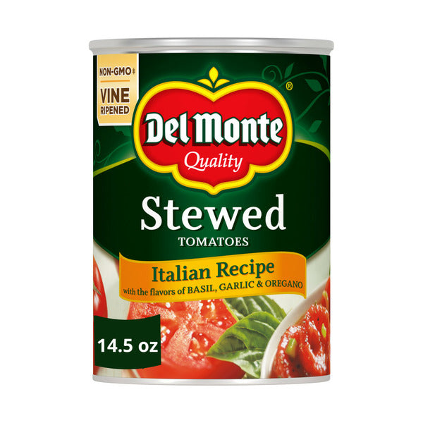 Del Monte Italian Recipe Stewed Tomatoes with the Flavors of Basil, Garlic & Oregano