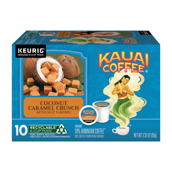 Kauai Coffee K-Cup Pods Ground Coconut Caramel Crunch Coffee