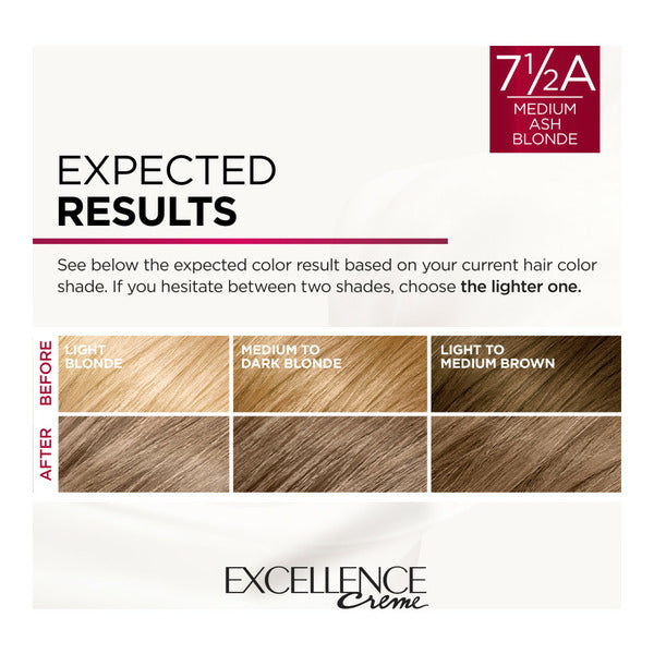 L'Oreal Creme Permanent Triple Care Hair Color, 7.5A Medium Ash Blonde