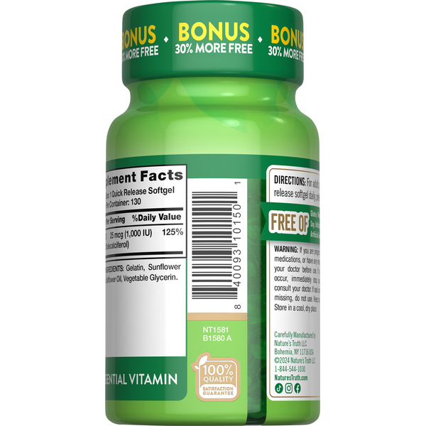 Nature's Truth Vitamin D3 Softgel