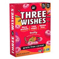 Three Wishes Fruity Grain-Free Cereal cereal box featuring colorful fruit graphics on a clean white background.