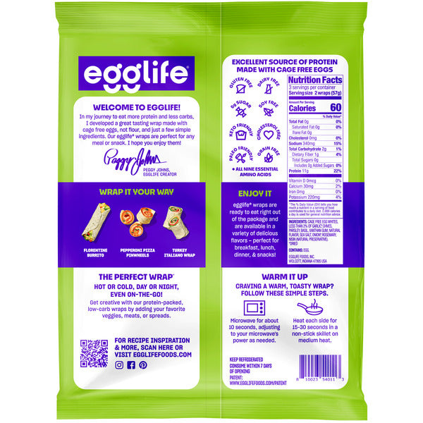 egglife roasted garlic & herb, egg white wraps