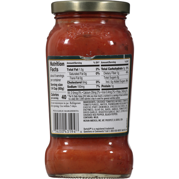 Bertolli Pizza Sauce, Gourmet, Artisan Garlic Margherita
