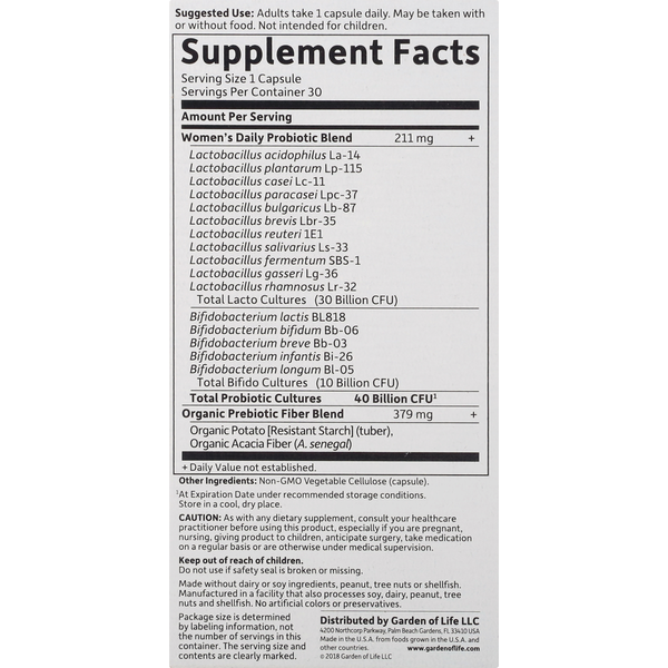 Garden of Life Women's Daily Care, Vegetarian Capsules