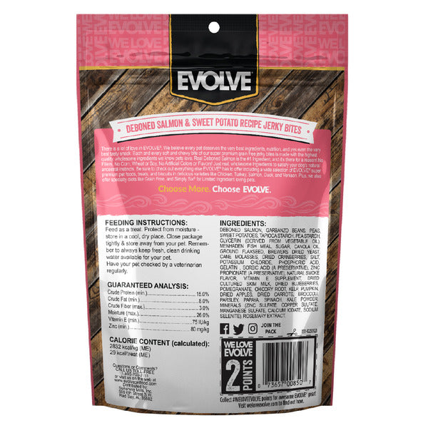 EVOLVE Grain Free Salmon & Sweet Potato Jerky Bites for Dogs