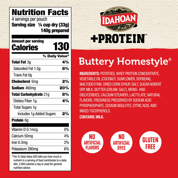 Idahoan® +Protein Buttery Homestyle Mashed Potatoes, 4 Servings