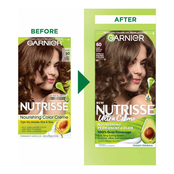 Garnier Nourishing Hair Color Creme, 60 Light Natural Brown (Acorn)