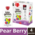 Too Good & Co. Pear Berry Yogurt-Cultured Ultra-Filtered Milk Pouches, Portable Kids Snacks Made with Real Fruit, 3.5 oz, 4 Count