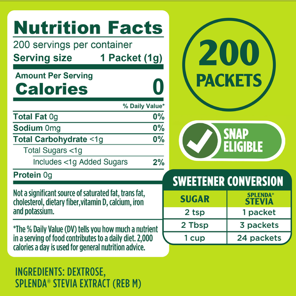 Splenda Stevia Sweetener Packets - 200CT
