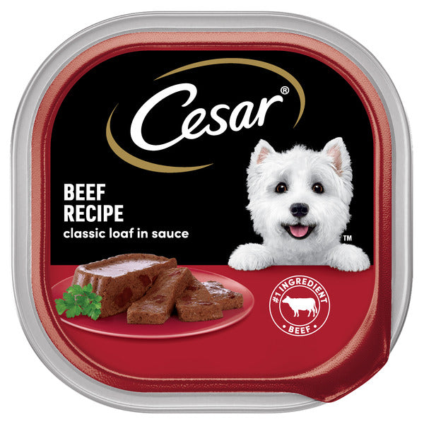 Cesar Loaf in Sauce Adult Wet Dog Food Beef Recipe, 3.5 oz. Tray