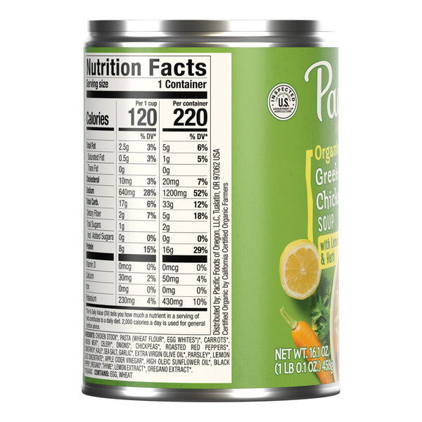 Pacific Foods Organic Greek-Style Chicken Orzo Soup With Lemon and Herb